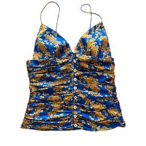 CAROLINE CONSTAS MIMI FLORAL RUCHED BLOUSE NWOT SIZE SMALL